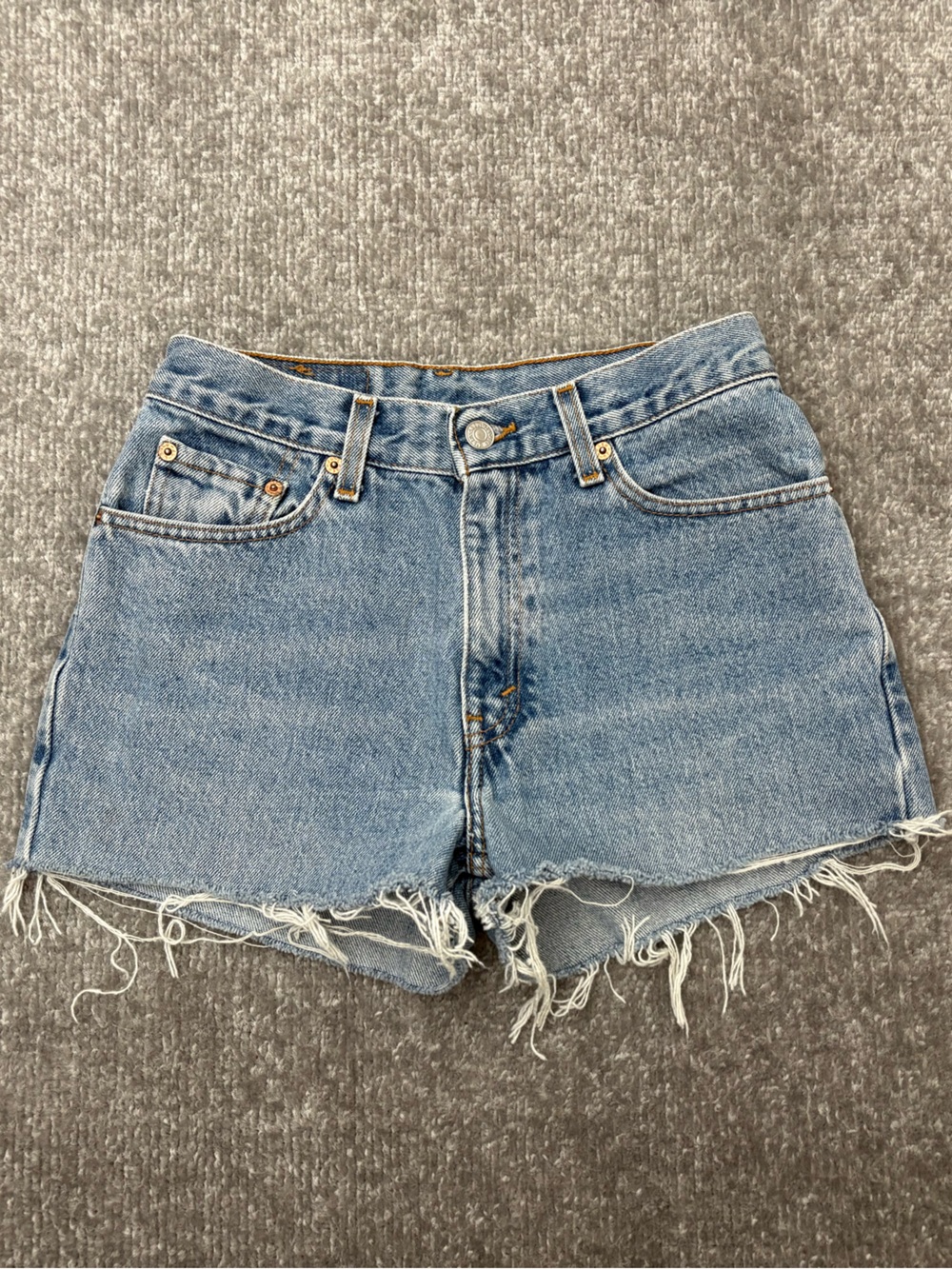 Vintage Levi's 512 Jean Shorts Size 5 Slim Fit Distressed Blue Denim Cutoffs